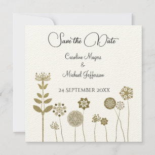Elegant Timeless Soft Gold Floral Minimalism Save The Date