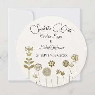 Elegant Timeless Soft Gold Floral Minimalism Save The Date