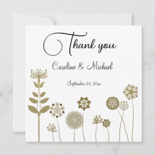 Elegant Timeless Soft Gold Floral Minimalism Thank You Card