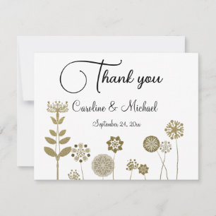 Elegant Timeless Soft Gold Floral Minimalism Thank You Card
