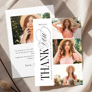 Elegant Timeless Typography 4 Photo Graduation Thank You Card