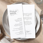 Elegant Timeless Typography Guest Name Wedding Menu<br><div class="desc">Elegant typography design with timeless serif font and classic calligraphy in black and white,   thank you messages on the back,  simple and romantic. Great guest name menu cards for modern classic wedding,  simple traditional wedding and formal vintage wedding.</div>