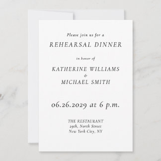 Elegant Timeless Wedding Rehearsal Invitations