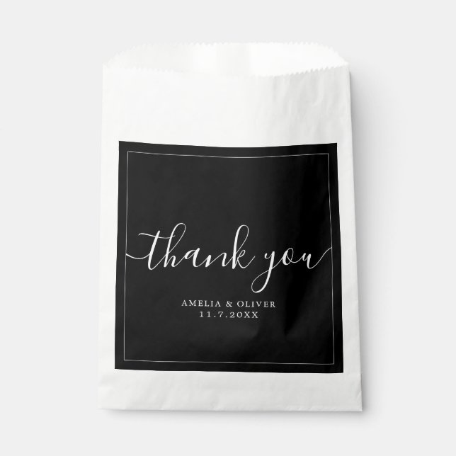Elegant Timeless Wedding Thank You | Personalized  Favour Bags (Front)