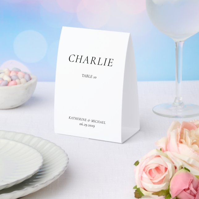 Elegant Timeless White Wedding Table Tent Sign (Insitu(Wedding))