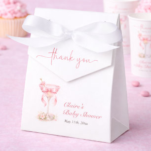Elegant Tini One Pink Bow Girl Baby Shower Favour Box