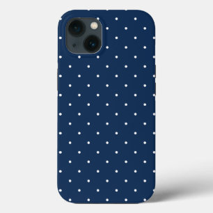 elegant tiny navy blue white polka dots pattern iPhone 13 case