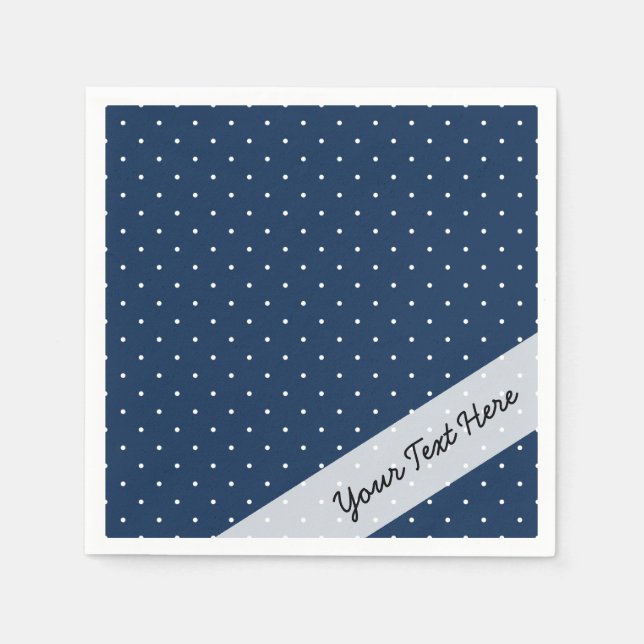 elegant tiny navy blue white polka dots pattern napkin (Front)