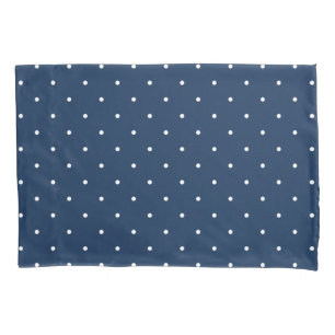 elegant tiny navy blue white polka dots pattern pillowcase