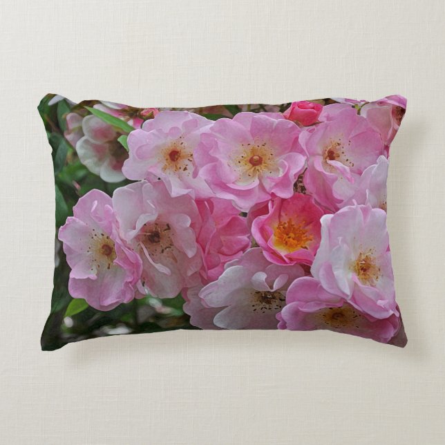 Elegant tiny pink roses decorative cushion (Front)
