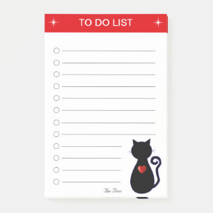 Elegant To Do List & Black Cat Silhouette Post-it Notes