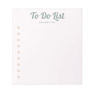 Elegant To Do List Name Template Rose Mint Bullets Notepad