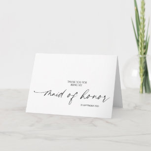 Elegant To My Maid of Honour Wedding Thank You Card