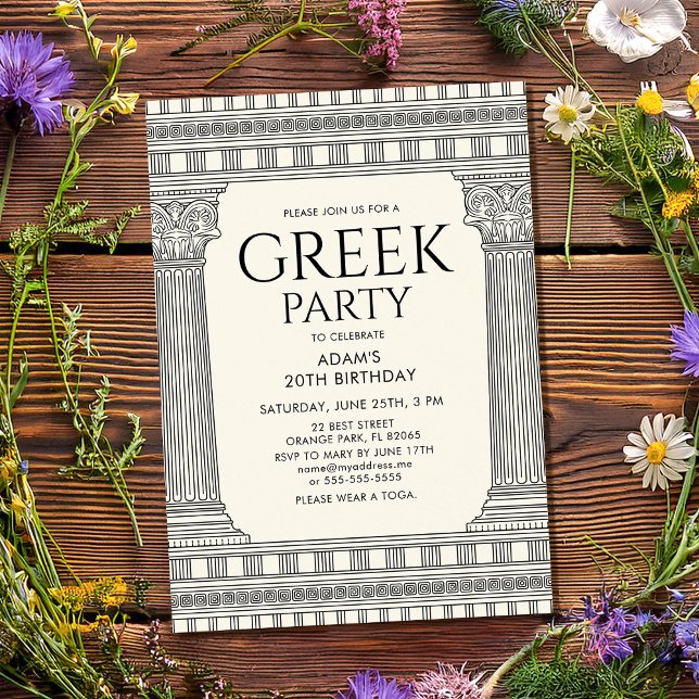 Elegant Toga Party design with temple columns Invitation (Creator Uploaded)