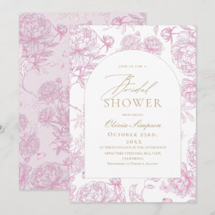 Elegant Toile De Jouy French Peony Bridal Shower Invitation