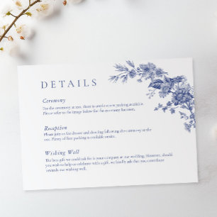 Elegant Toile French Blue Floral Detail Card