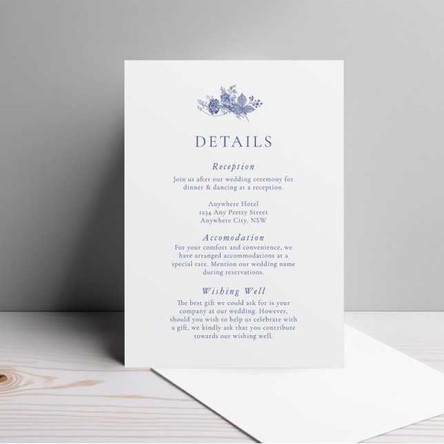 Elegant Toile French Blue Floral Enclosure Card (Creator Uploaded)