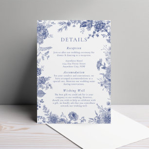 Elegant Toile French Blue Floral Enclosure Card