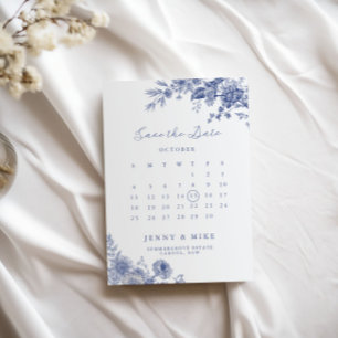 Elegant Toile French Blue Garden Floral Invitation