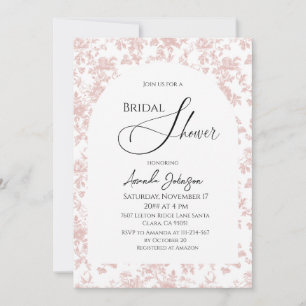 Elegant Toile Pink Floral Bridal Shower Invitation