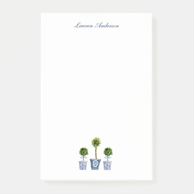 Elegant Topiaries in blue & white pots  Post-it Notes (Front)