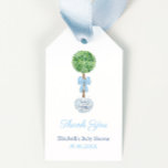 Elegant Topiary Boy Baby Shower Thank You Gift Tags<br><div class="desc">Handpainted Box Ball Topiary in a blue and white "ginger jar" style planter. Elements handpainted by me in watercolors onto 100% cotton paper and scanned into digital form.</div>
