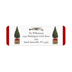 Elegant Topiary Merry Christmas Tree Red Bow Horn