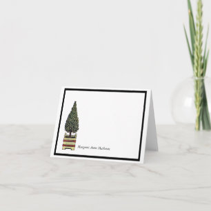 Elegant Topiary Tree Floral Custom Blank Folded Note Card