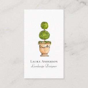 Elegant topiary watercolor Landscaping Business Card