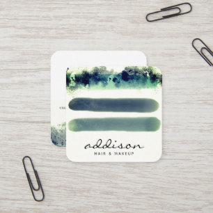 Elegant Torquoise Watercolor Strokes Signature Square Business Card