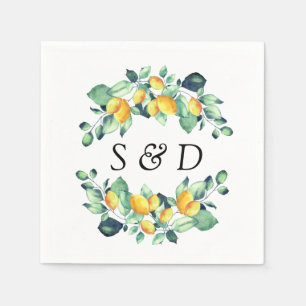 Elegant Toscana Eucalyptus Lemon Calligraphy  Napkin