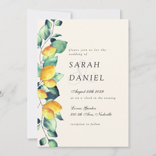 Elegant Toscana Wedding Beige Green invitation (Front)