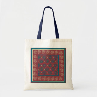 Elegant Tote Bag, Maroon, Blue Floral