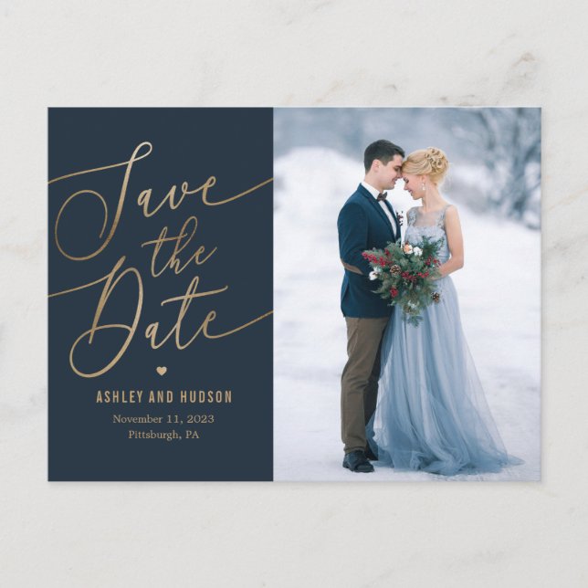 Elegant Touch EDITABLE COLOR Save The Date Postcard (Front)