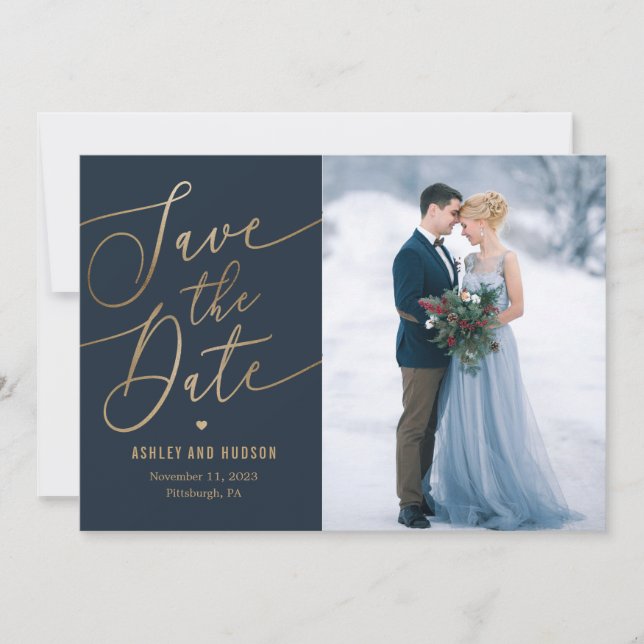 Elegant Touch Editable Colour Save The Date Card (Front)