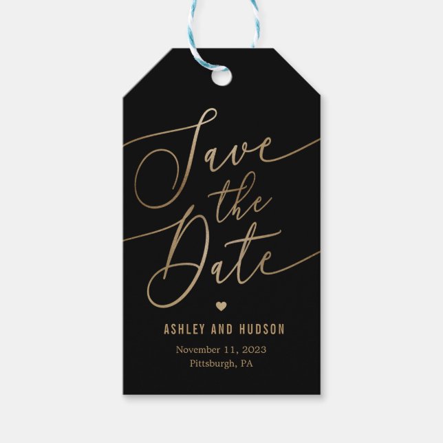 Elegant Touch Editable Colour Save The Date Tag (Front)