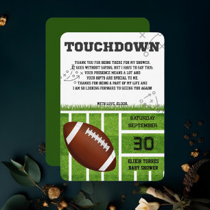 Elegant Touchdown Football Baby Shower Thank You Card
