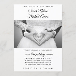 Elegant Traditional Black and White Photo Wedding Invitation
