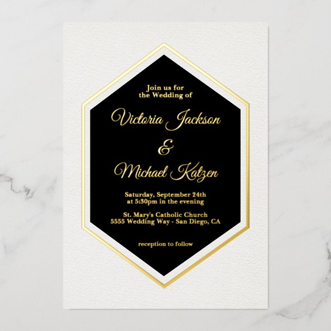 Elegant Traditional Black & Gold Foil Wedding (Front)