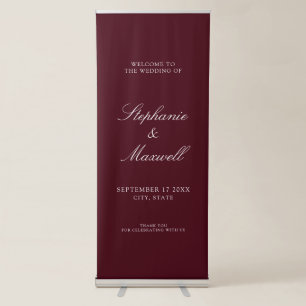 Elegant Traditional Burgundy Wedding Welcome Retractable Banner