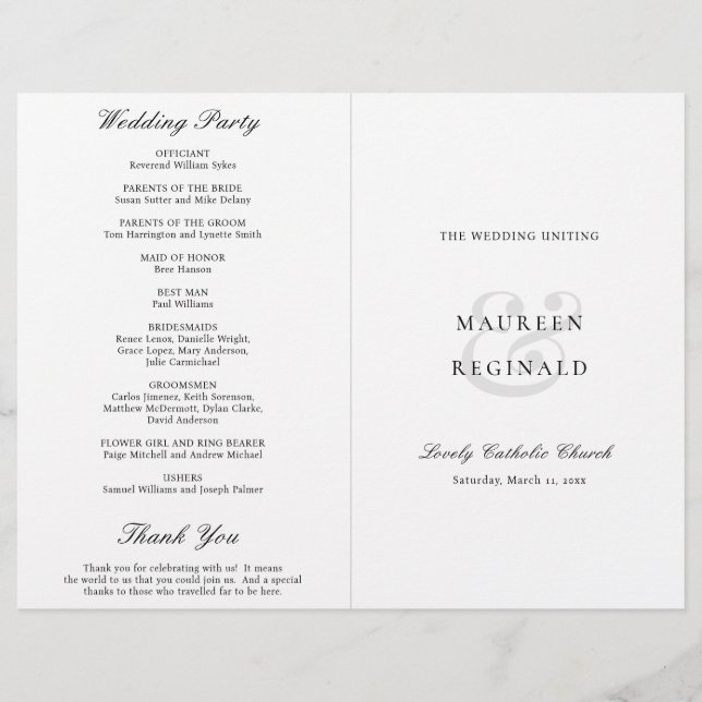 Elegant Traditional Catholic Wedding Program Flyer (Front)