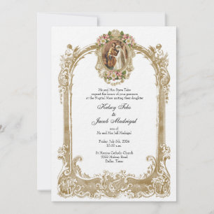 Elegant Traditional Catholic Wedding & Reception Invitation