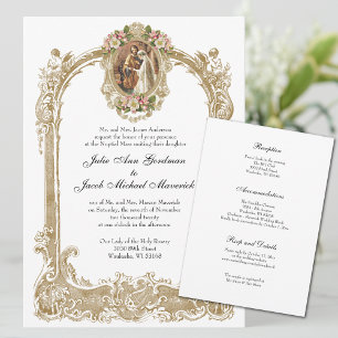 Elegant Traditional Catholic Wedding & Reception Invitation