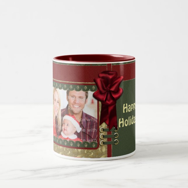 Elegant traditional Christmas design Two-Tone Coffee Mug (Center)
