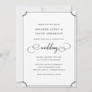 Elegant Traditional Classic All In One Wedding Invitation