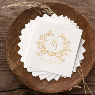 Elegant Traditional Classic Monogram Crest Wedding Foil Napkins