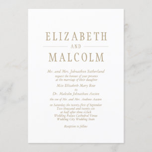 Elegant Traditional Formal White Wedding Invitation