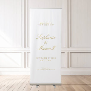 Elegant Traditional Gold Wedding Welcome Retractable Banner