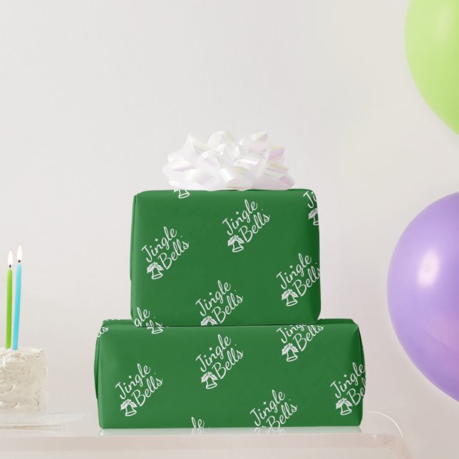 Elegant Traditional Green Jingle Bell Pattern Wrapping Paper (Party Gifts)