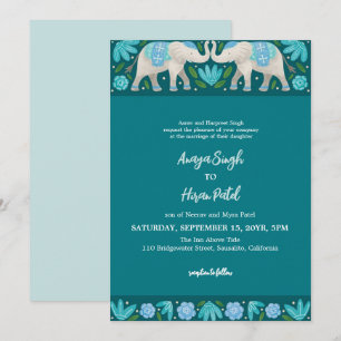 Elegant Traditional Indian Elephants Wedding Invitation